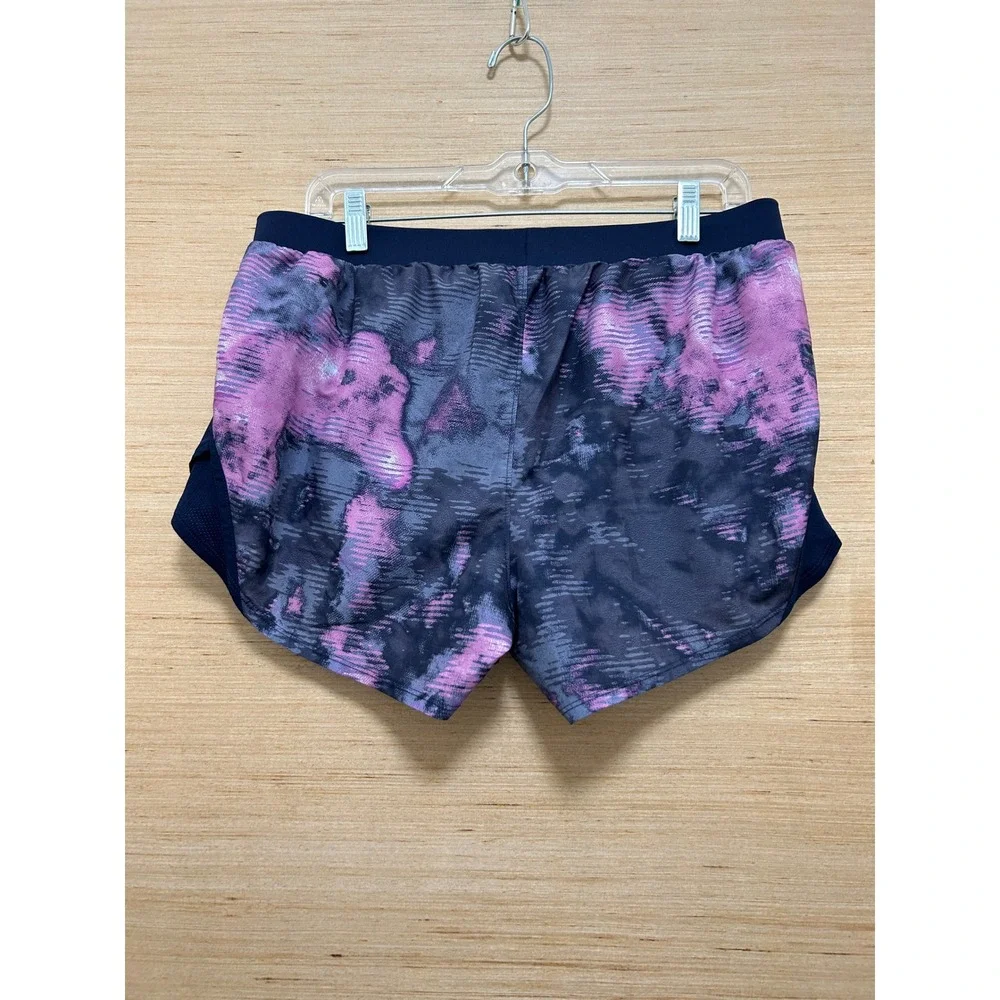 Under‎ Armour Womens Fly By Running Shorts Purple Navy Blue Abstract Print Small